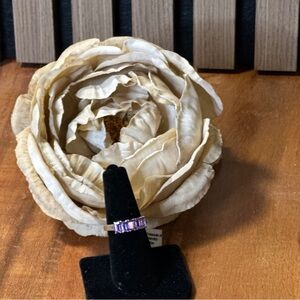 Elegant Amethyst Five Gemstone Ring, Size 7